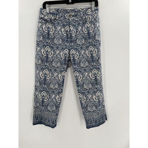 Lauren Ralph Lauren Blue Paisley Capri Pants Womens Size 8 (30" x 21") Easy Wear - Picture 1 of 14